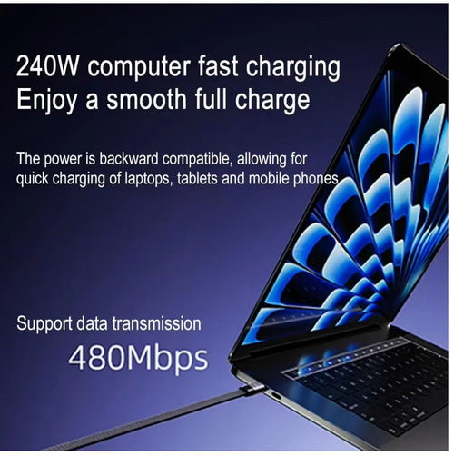 Cable USB-C 240W con Soporte Plegable - Carga Ultra Rápida 2 en 1